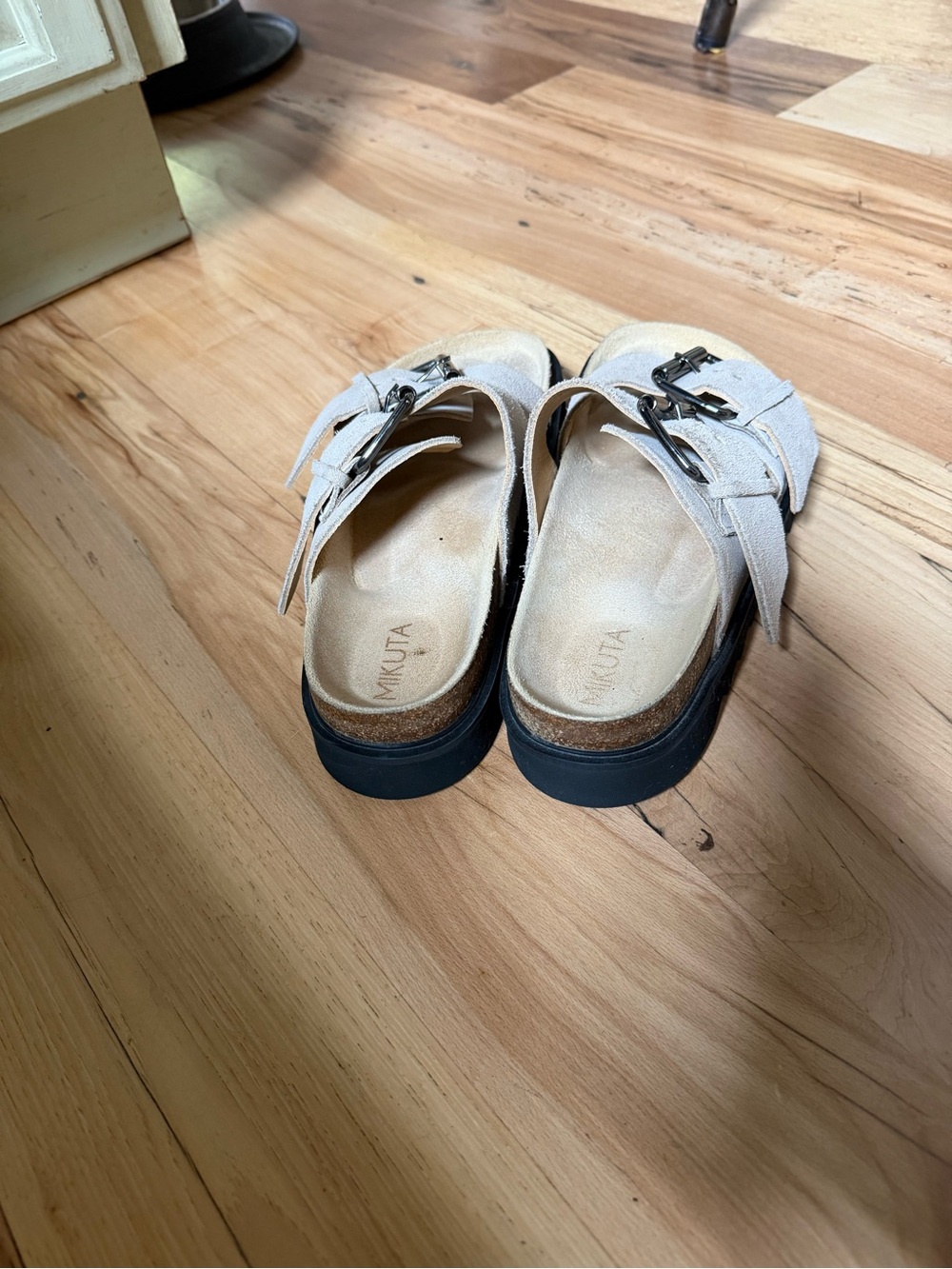 Mikuta Beige Double Buckle Suede Slide Sandals 37 - Picture 9 of 10